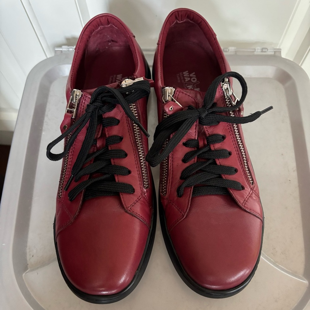 Volks Walkers Red Leather Sneakers